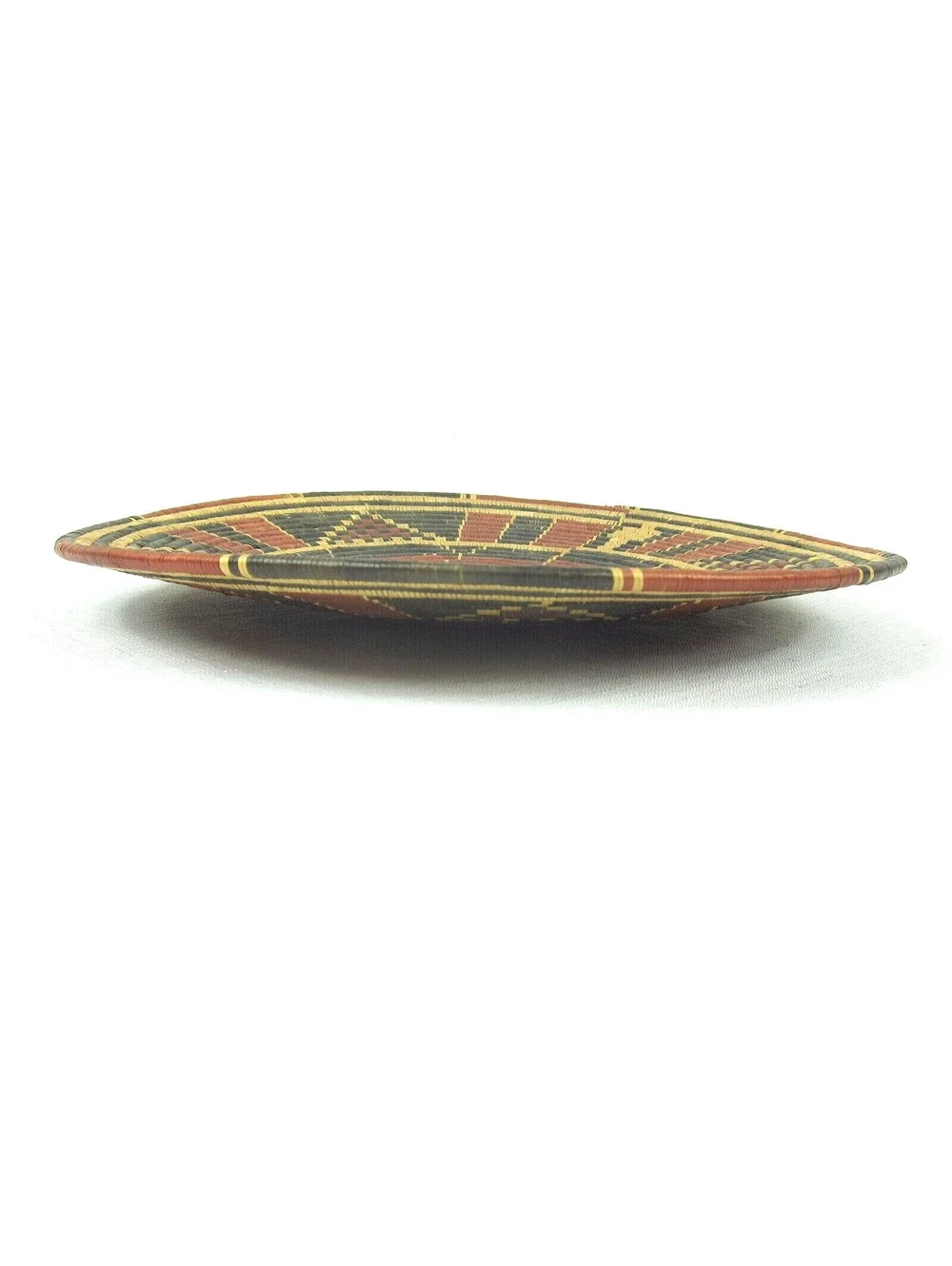 Vintage 1940s Native American Navajo Flat Polychrome Wedding Basket 9.75 inch